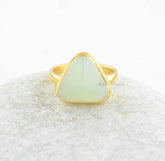 Green Chalcedony Ring - Handmade Ring - 925 Solid Silver - Matching Jewelry - 14mm Trillion Pyramid - Gift For BFF - Jewelry For Graduate